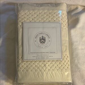 Cream Trellis Percale King Sheet Set